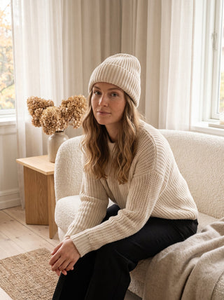 Maud Cosy Cream Chunky Knit Beanie