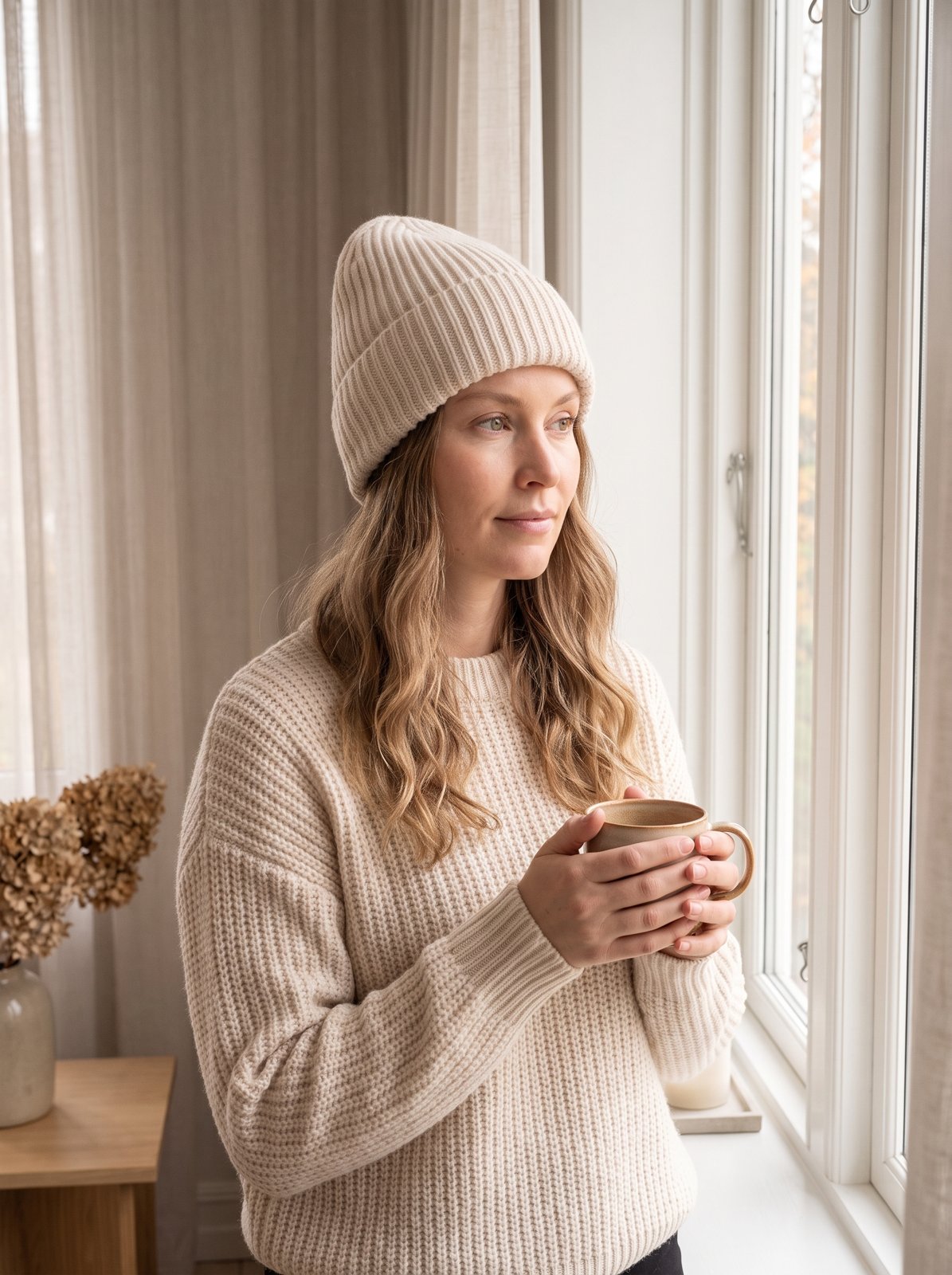 Cream Chunky Knit Beanie by The Lode Lane
