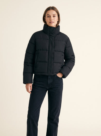 Black cropped puffer jacket by Lode Lane