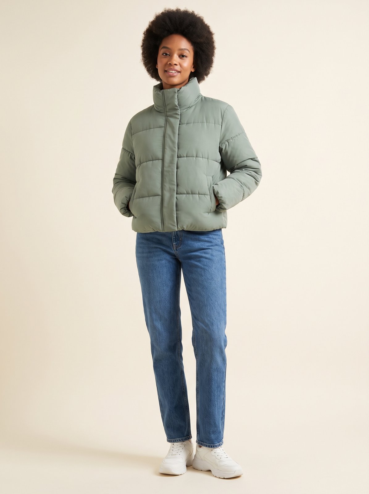 Sage cropped puffer jacket by Lode Lane