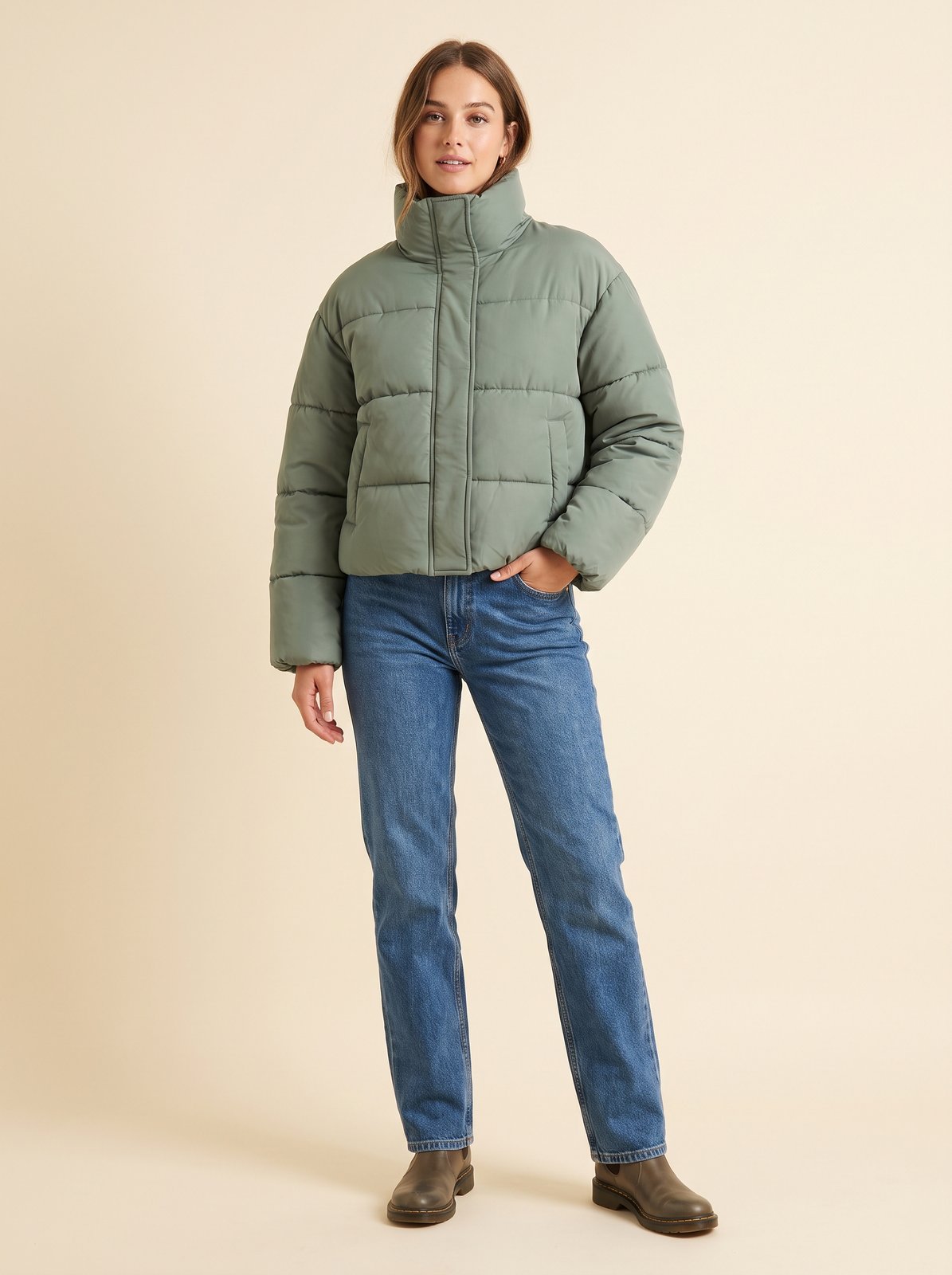 Sage cropped puffer jacket by Lode Lane