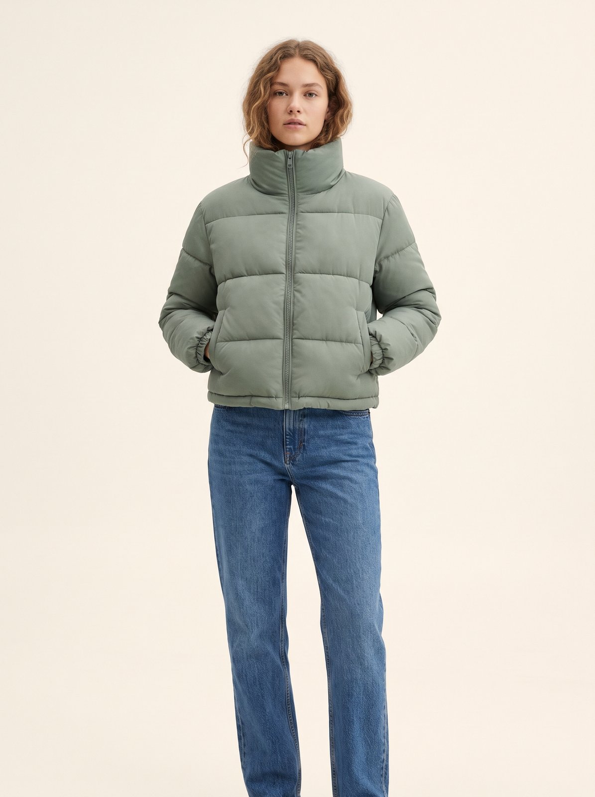 Sage cropped puffer jacket by Lode Lane