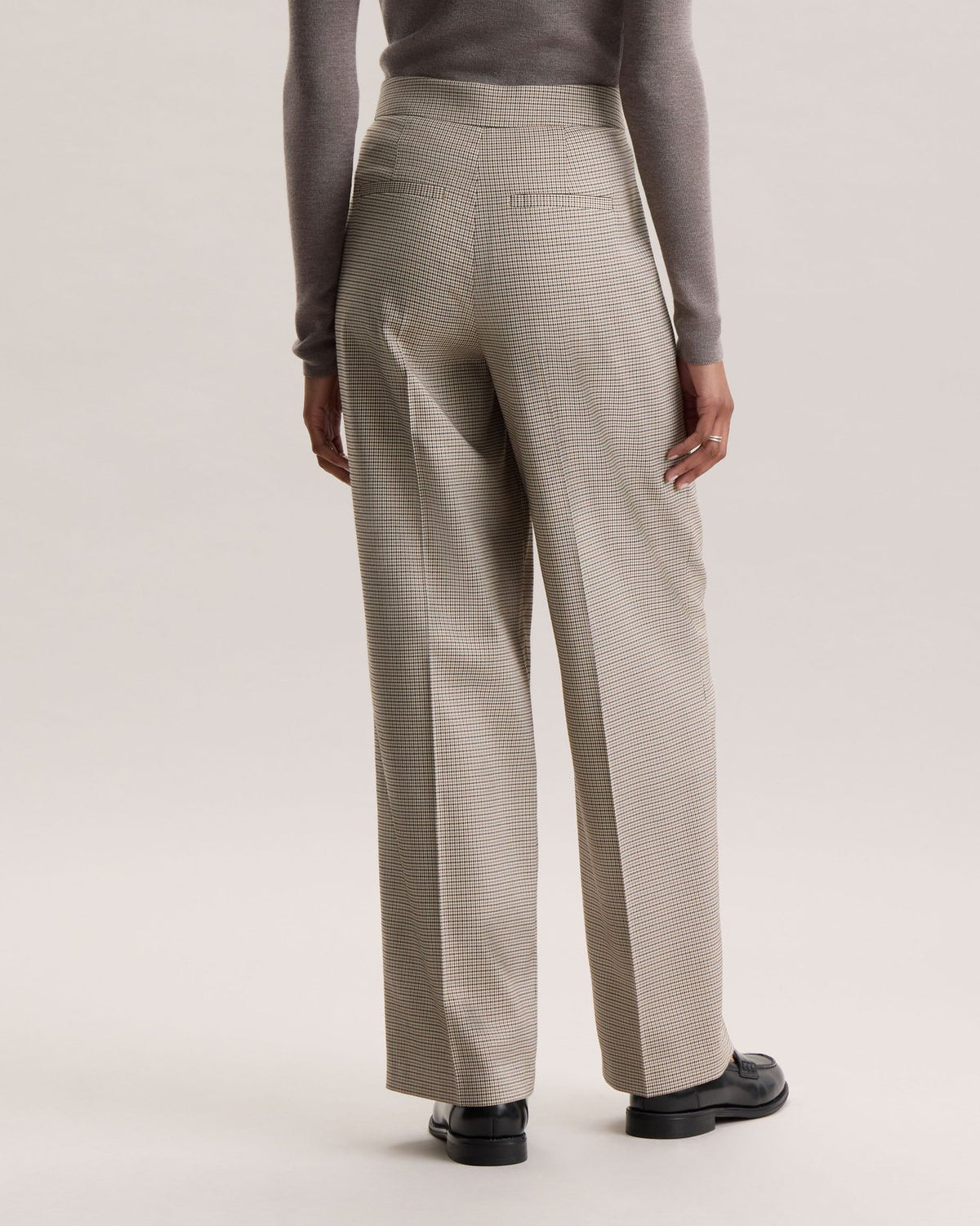 Agnes Tailored Brown Houndstooth Trousers detail by The Lode Lane