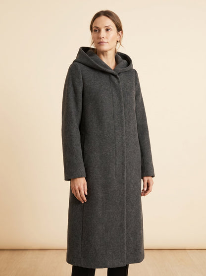 Noa charcoal hooded longline winter coat by Lode Lane