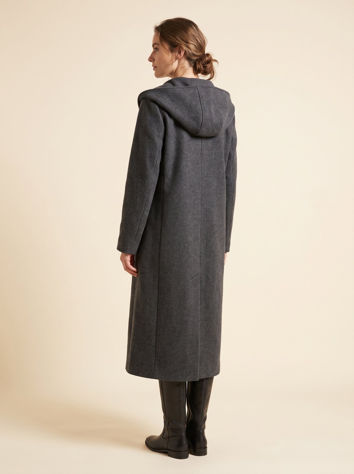 Noa charcoal hooded longline winter coat by Lode Lane