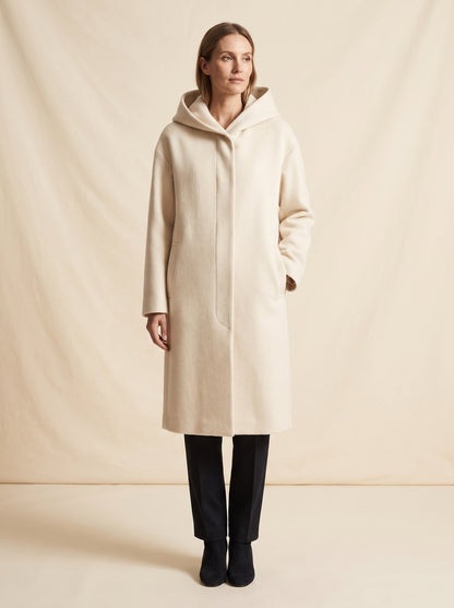 Noa cream hooded longline winter coat by Lode Lane