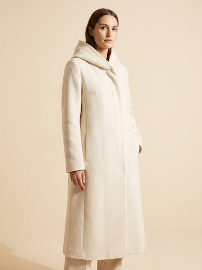 Noa cream hooded longline winter coat by Lode Lane
