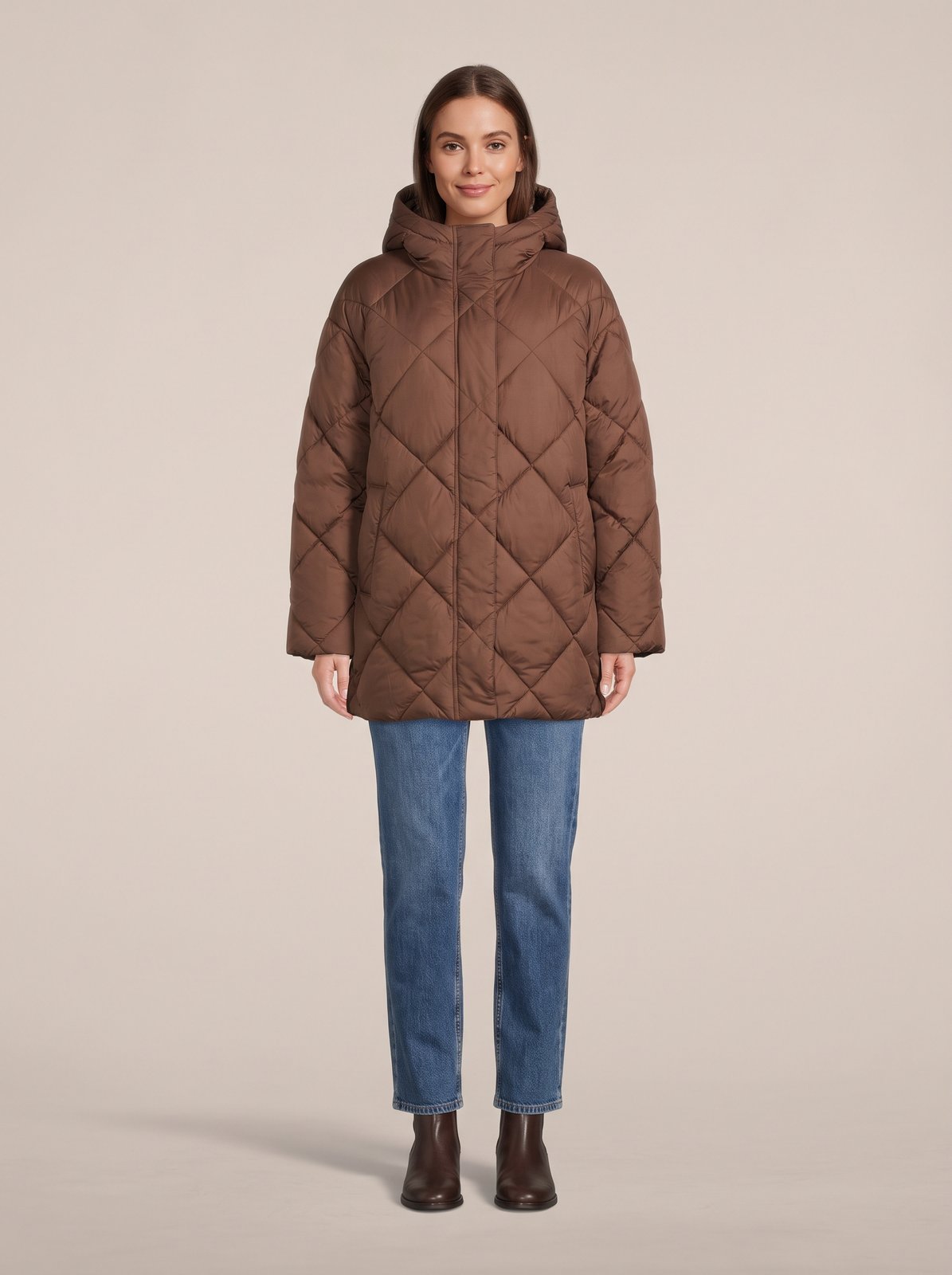 Chocolate oversized quilted puffer jacket by Lode Lane