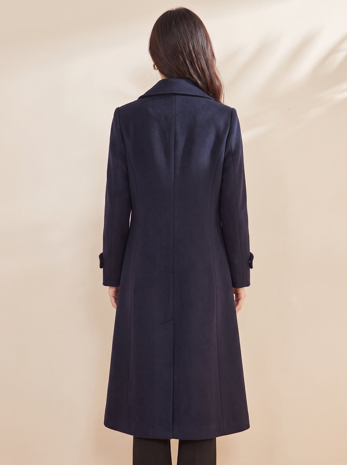 Ines Navy Double Breasted Winter Coat - back view