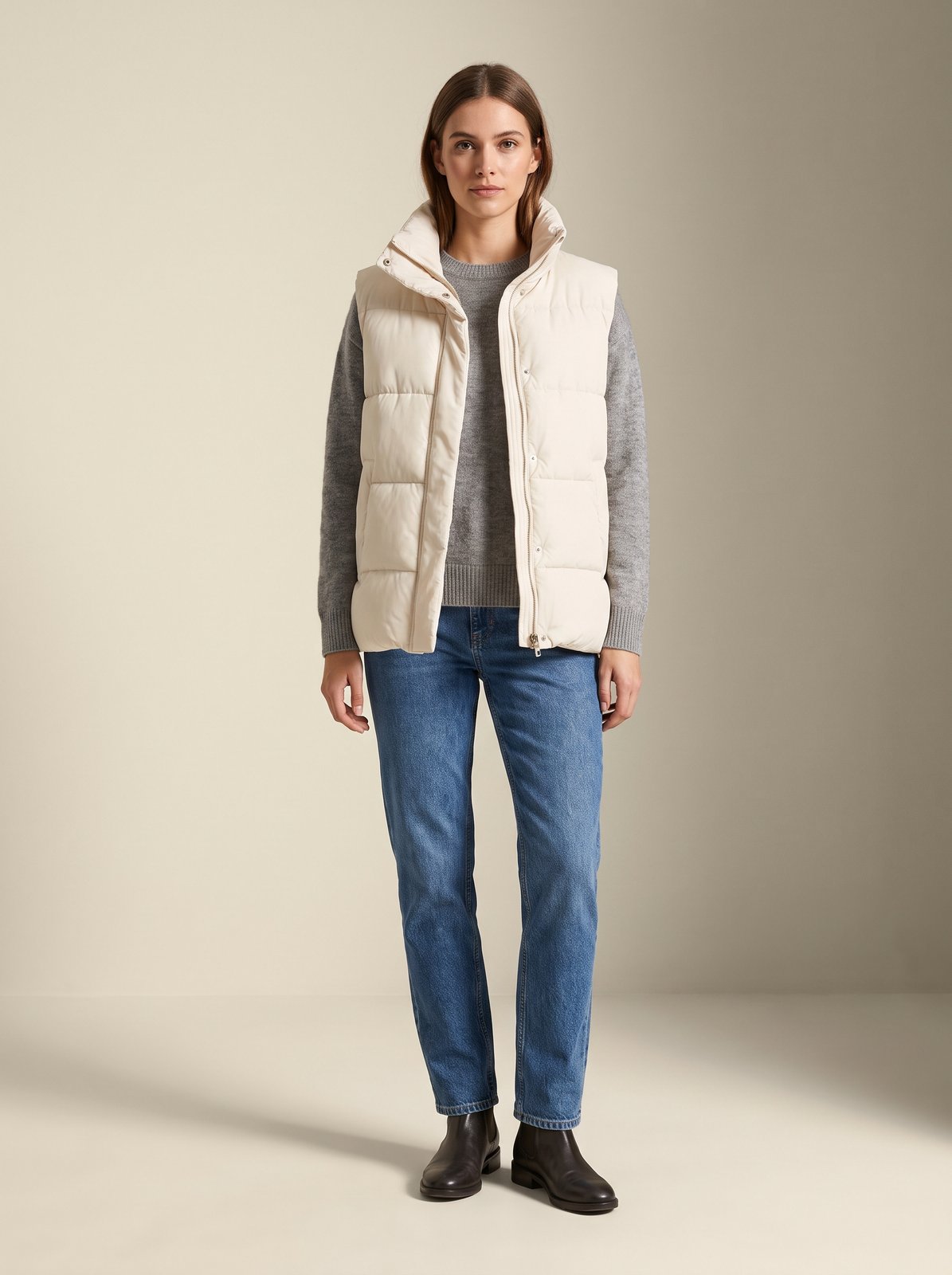 Cream puffer vest by Lode Lane