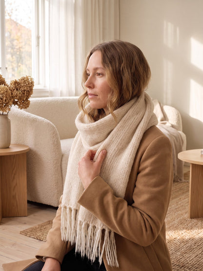 Cream Oversized Chunky Knit Scarf by The Lode Lane