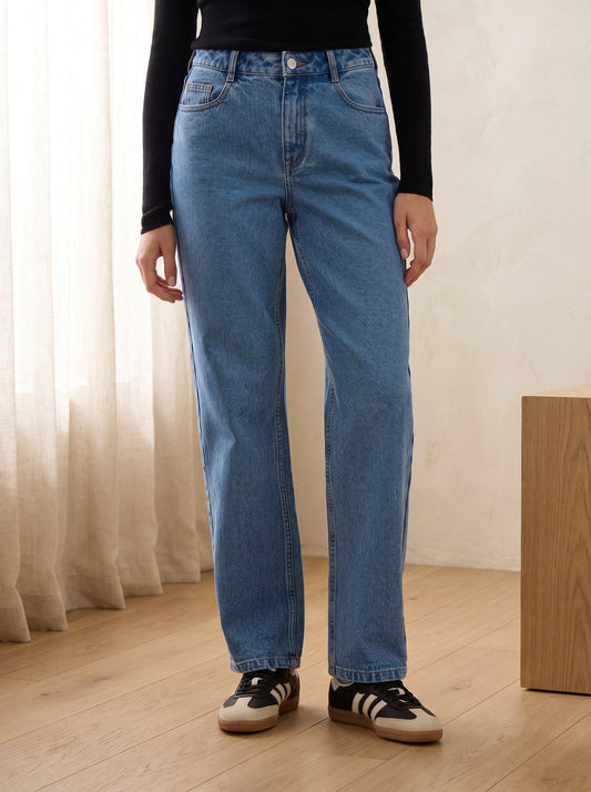Billie Easy Mid-Blue Straight-Leg Jeans by The Lode Lane