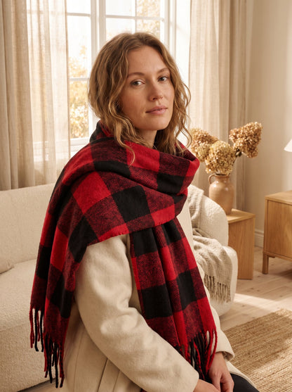 Red Plaid Blanket Scarf by The Lode Lane