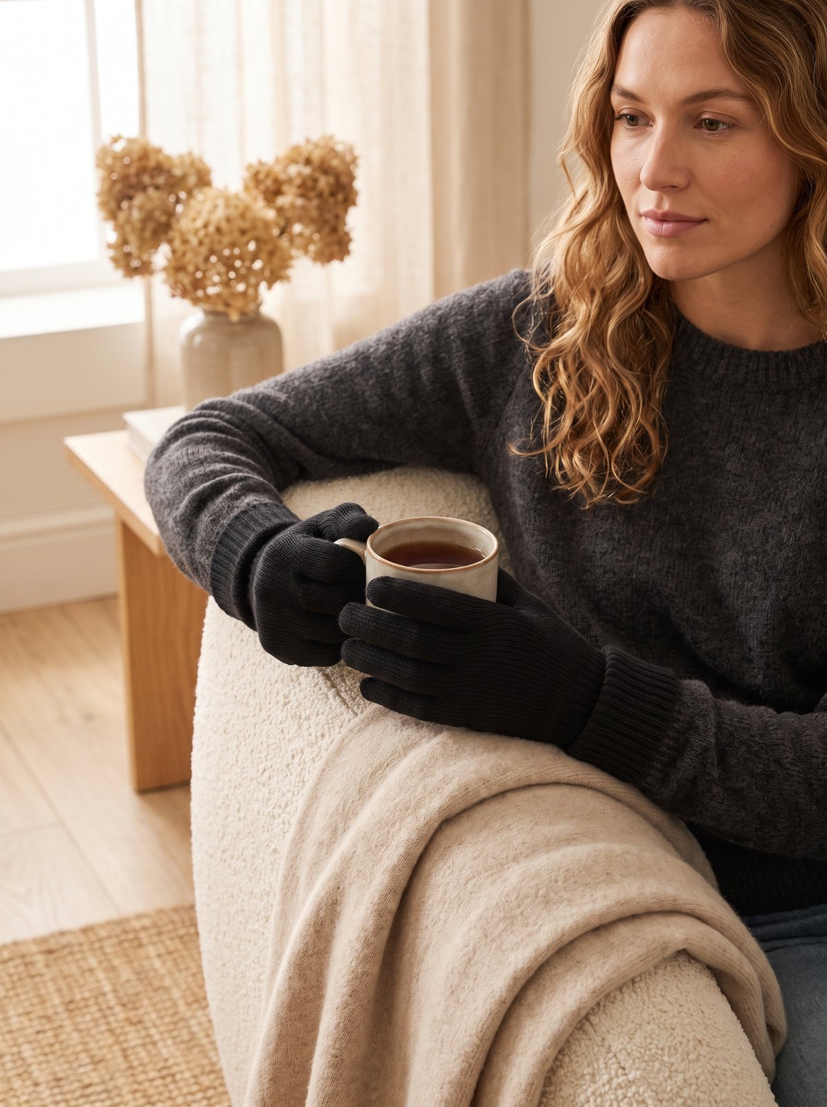 Black Knit Winter Gloves by The Lode Lane