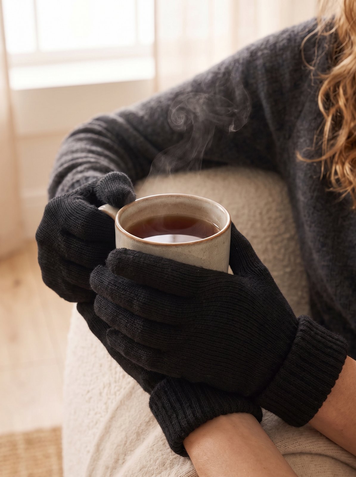 Black Knit Winter Gloves by The Lode Lane