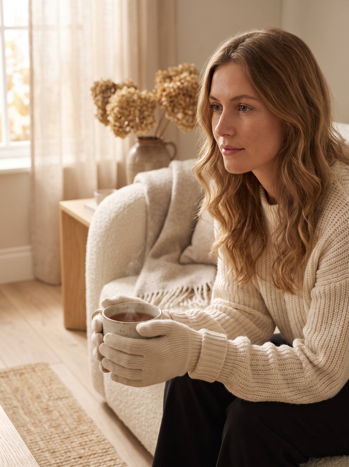 Cream Knit Winter Gloves by The Lode Lane