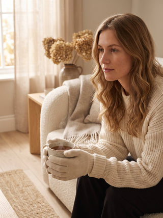 Signe Snug Cream Knit Winter Gloves