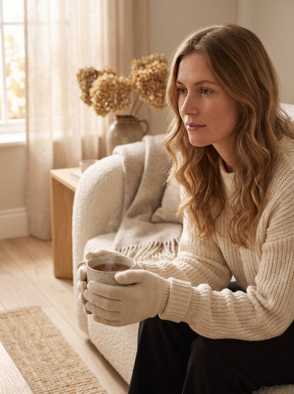 Cream Knit Winter Gloves by The Lode Lane