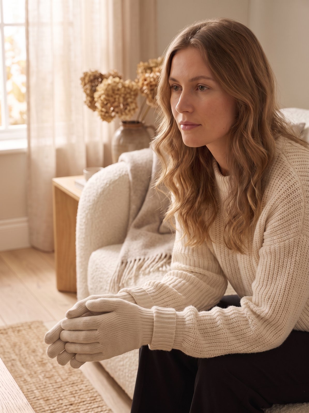 Cream Knit Winter Gloves by The Lode Lane