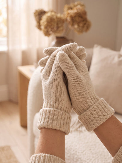 Cream Knit Winter Gloves by The Lode Lane