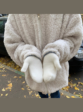 Thora Cosy Cream Knit Mittens