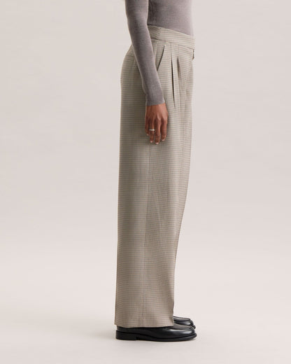 Agnes Tailored Brown Houndstooth Trousers side view by The Lode Lane