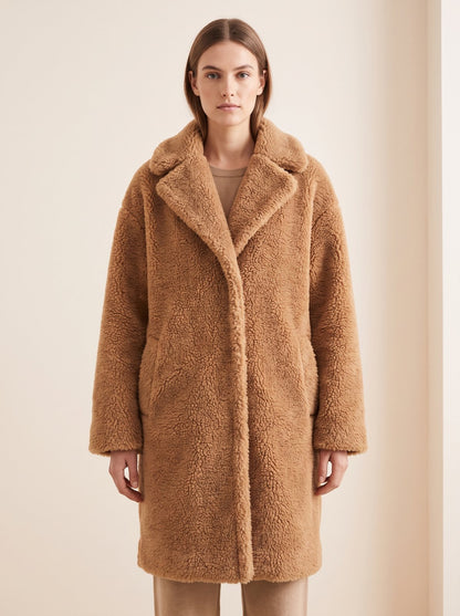Camel oversized teddy coat by Lode Lane