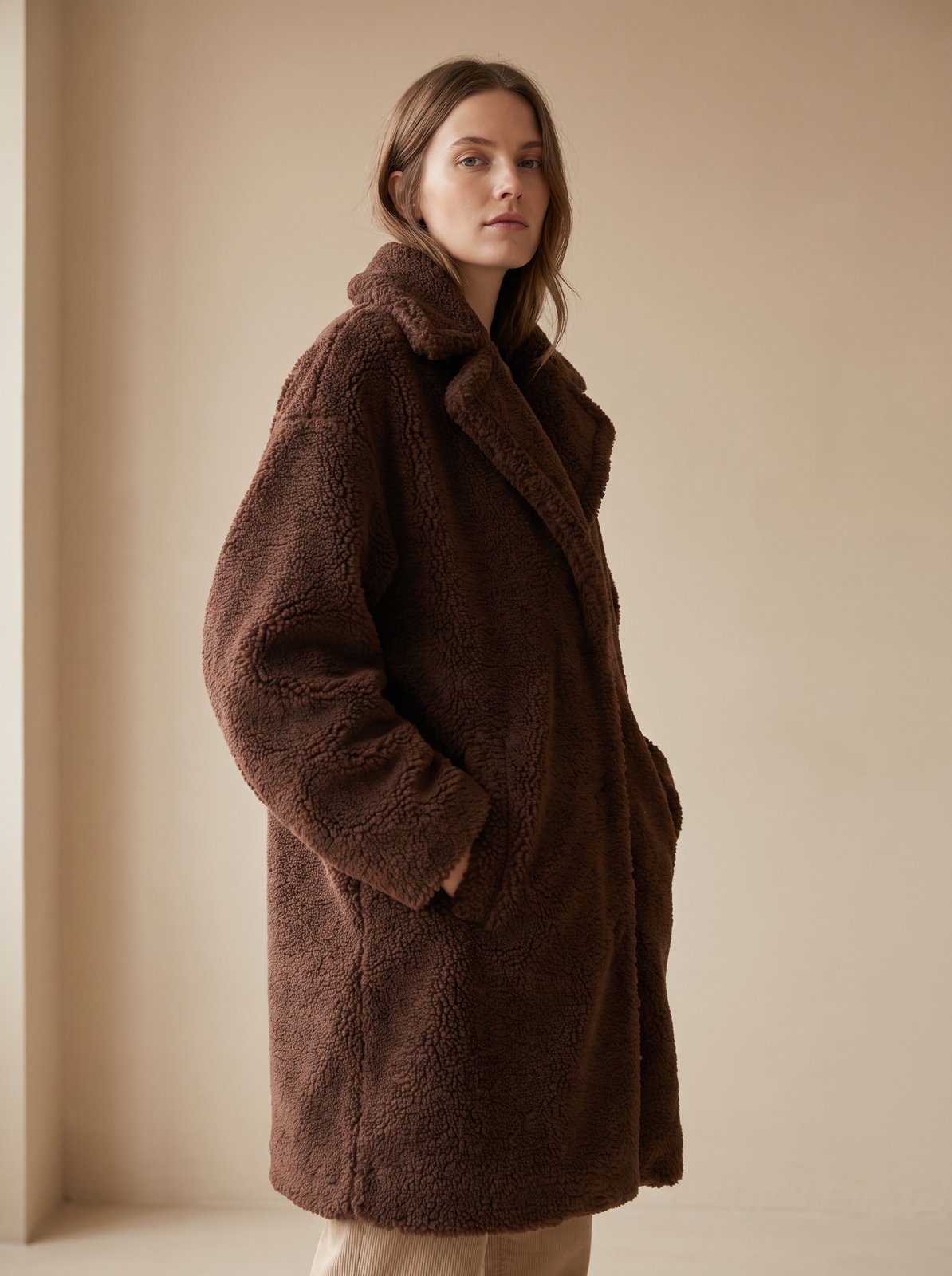 Chocolate oversized teddy coat by Lode Lane
