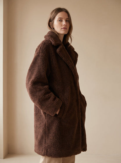 Chocolate oversized teddy coat by Lode Lane