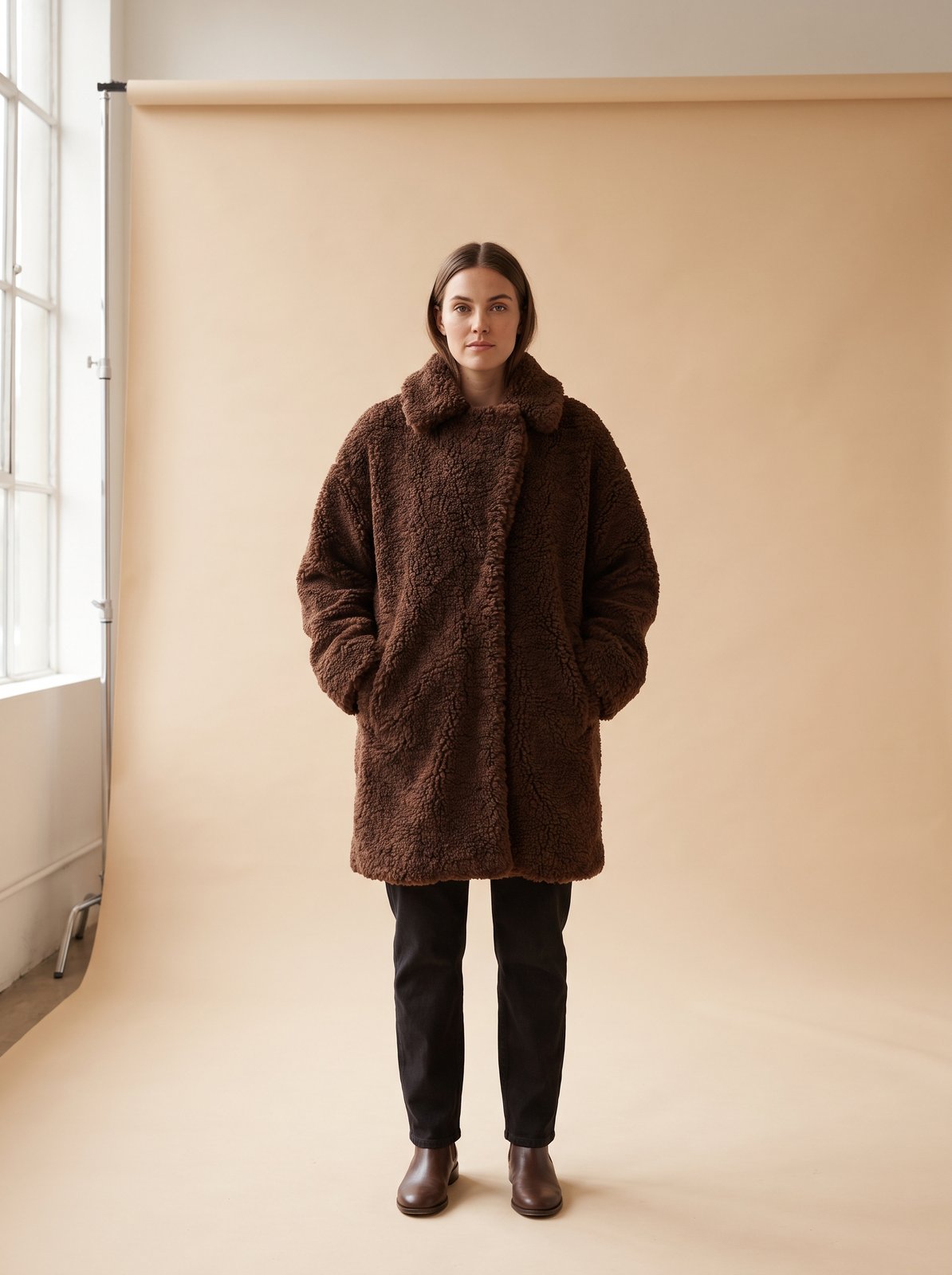 Chocolate oversized teddy coat by Lode Lane