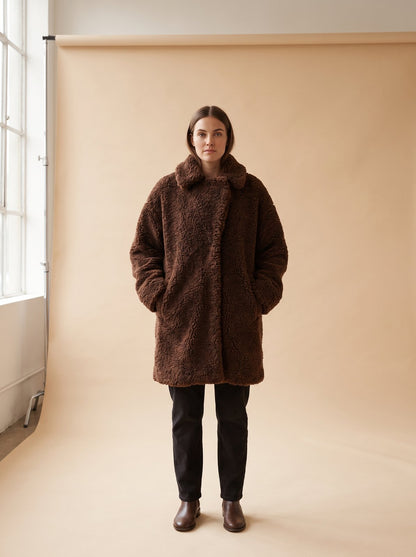 Chocolate oversized teddy coat by Lode Lane