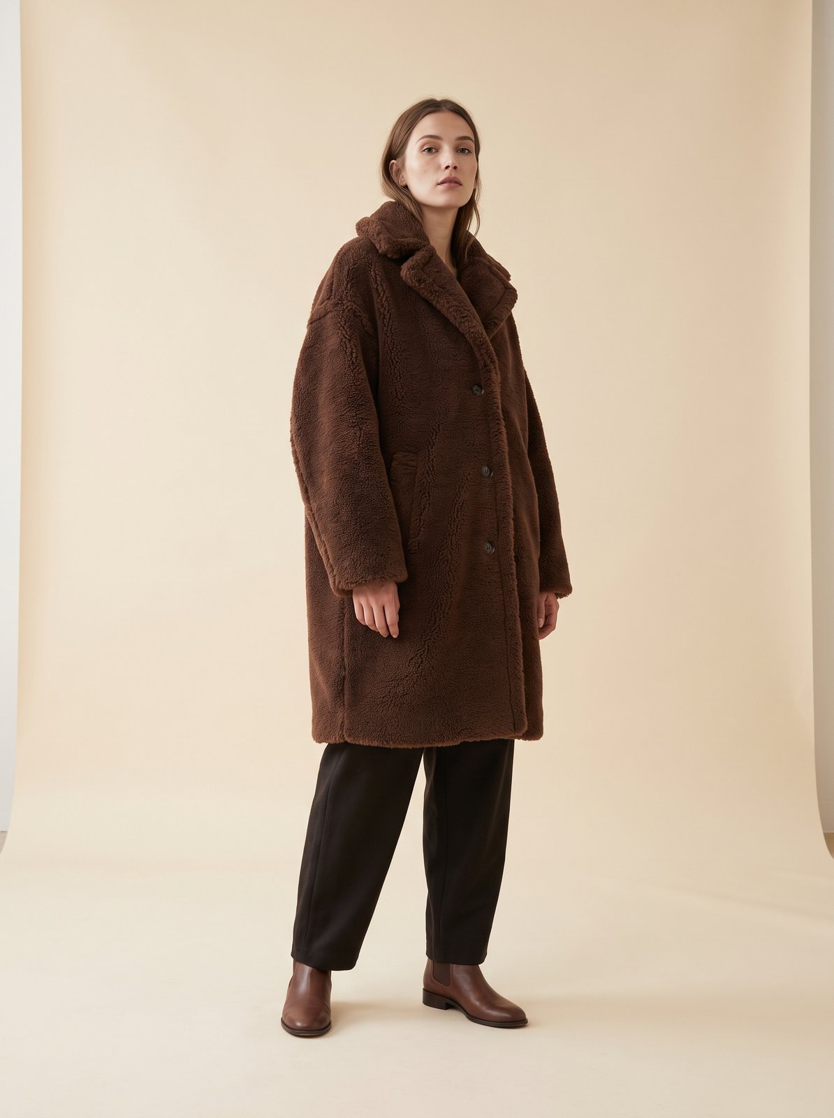 Chocolate oversized teddy coat by Lode Lane