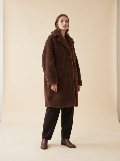 Chocolate oversized teddy coat by Lode Lane