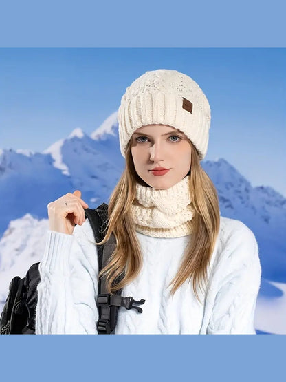 Cream Hat and Scarf Set by The Lode Lane