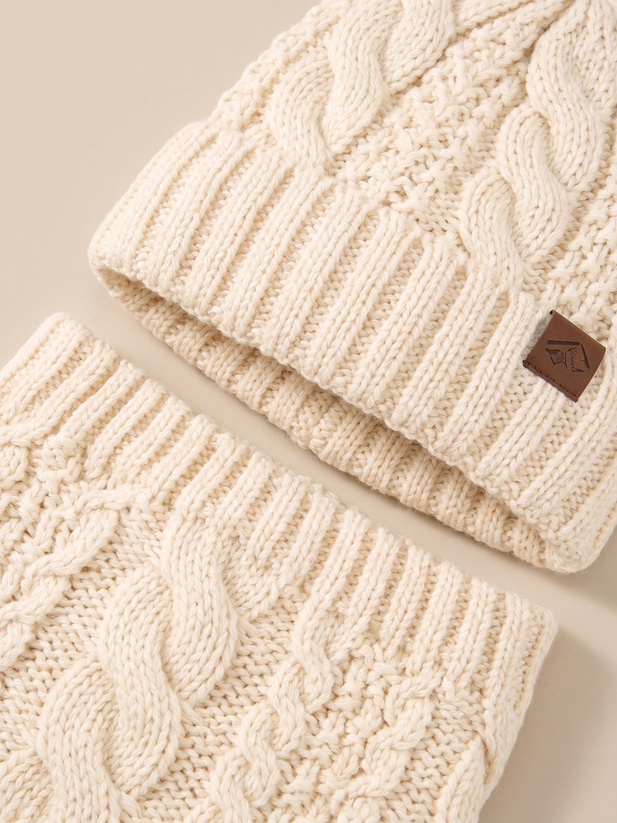 Cream Hat and Scarf Set by The Lode Lane