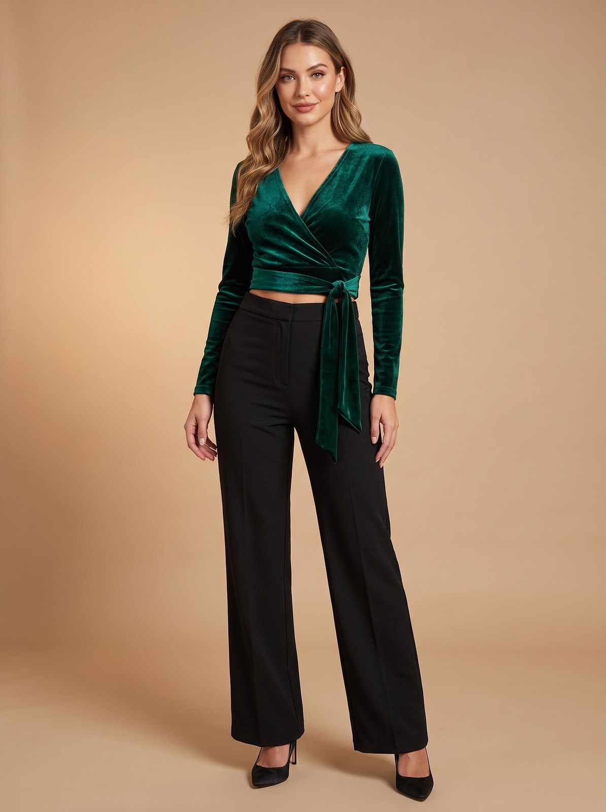 Vienna Chic Emerald Green Velvet Wrap Top by The Lode Lane